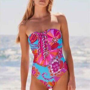 🩷🎉HOST PIC🎉🩷! TRINA TURK Meilani Lace Up One-piece Swimsuit 8~14